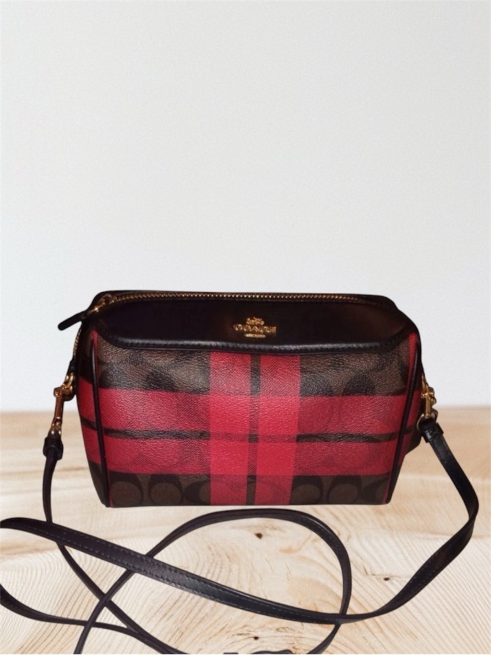 Coach Red Plaid Crossbody Bag - Like new